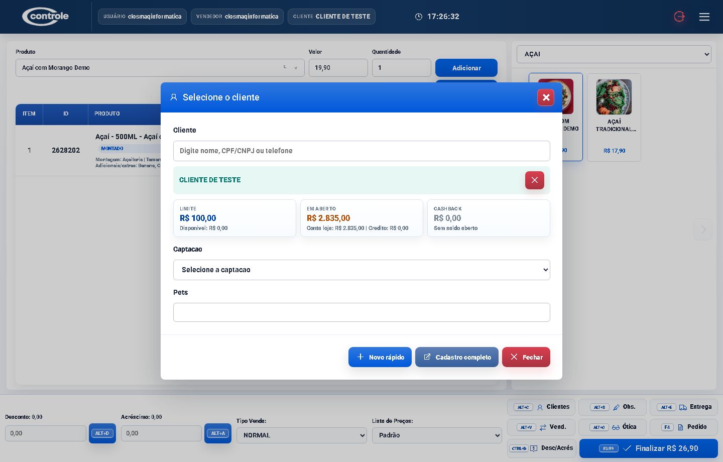 Cliente e cashback