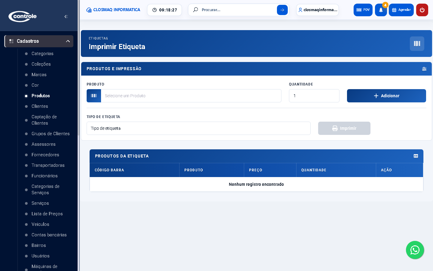 Etiquetas para produtos de vestuário