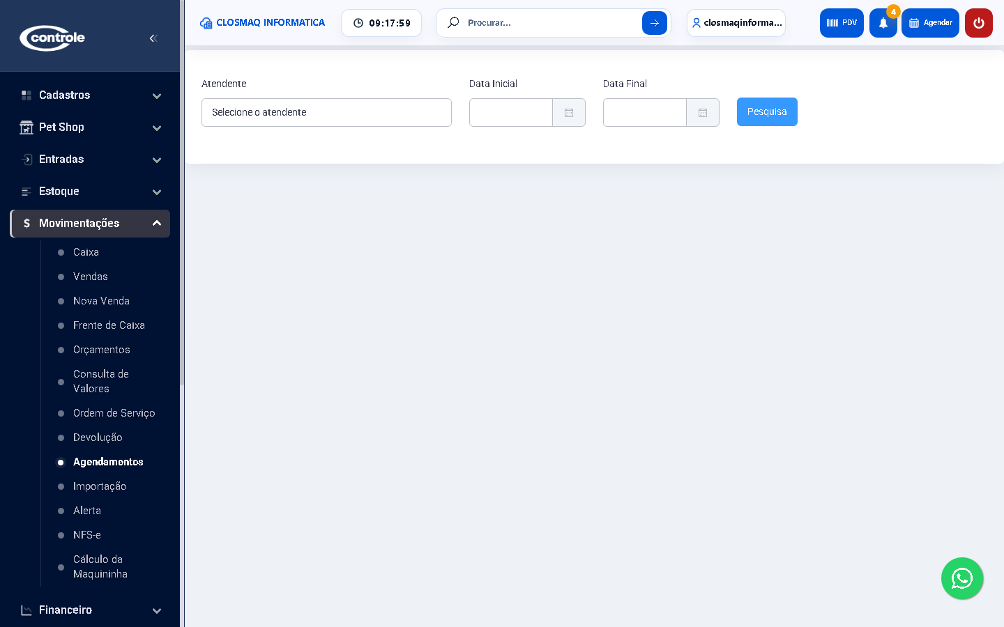 Serviços executados em agenda
