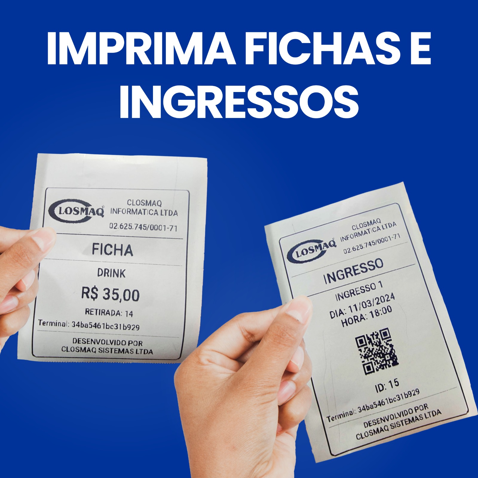 Imprima fichas e ingressos